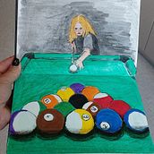 Oskars first game of pool - mixed media in sketchbook Ein Projekt aus dem Bereich Traditionelle Illustration von Nataša Grohar - 06.09.2022