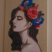 Acrylics and embroidery on canvas fabric . Un progetto di Illustrazione tradizionale, Artigianato, Ricamo e Pittura di danaiavgoustieu - 05.09.2022