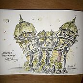 Kursprojekt: Expressive Architekturskizzen 2. Versuch. Drawing, Architectural Illustration, Sketching, and Sketchbook project by Fluffi Rössl - 09.07.2022