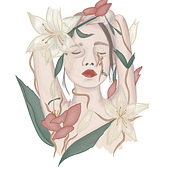 Bajo flores . Ilustrație tradițională, Desen, Ilustrație digitală și Desen digital de Antía Piñeiro Añón - 09.09.2022