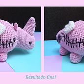 Frankie el rinoceronte alado. Arts, Crafts, To, Design, Fiber Arts, DIY, Crochet, Amigurumi, and Textile Design project by Maria Fernanda Santa Gallego - 09.09.2022