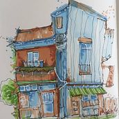 My project for course: Expressive Architectural Sketching with Colored Markers. Projekt z dziedziny Sketching, R, sunek, R, sunek architektoniczn, Sketchbook, R i sunek atramentem użytkownika madamme_tran - 11.09.2022