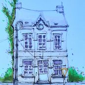 A house in spoke town Doel- Expressive Architectural Sketching with Colored Markers. Sketching, Drawing, Architectural Illustration, Sketchbook & Ink Illustration project by Arnaud De - 09.12.2022