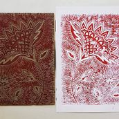 Linoprint "Iznik Flower". Ilustração tradicional, e Gravura projeto de Mathilde H. - 12.09.2022