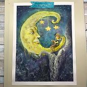 Talking to the Moon. Watercolor Painting, and Traditional illustration project by Heike Birkenbusch - 09.13.2022
