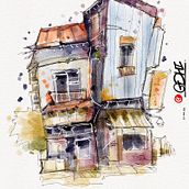 Expressive Architectural Sketching with Colored Markers , my first for building sketch  Ein Projekt aus dem Bereich Skizzenentwurf, Zeichnung, Architektonische Illustration, Sketchbook und Illustration mit Tinte von คุงชาย กีตาร์น้อย - 12.09.2022