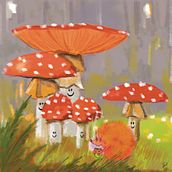 Happy Hedgehog  meets mushroom mates 🦔😊🥰🍄. Un projet de Illustration traditionnelle de Jacoline - 13.09.2022