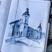 Mój projekt z kursu: Rysunek architektoniczny akwarelą i tuszem. Sketching, Drawing, Watercolor Painting, Architectural Illustration, Sketchbook & Ink Illustration project by darhena - 09.13.2022