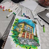 My project for course: Expressive Architectural Sketching with Colored Markers. Sketching, Drawing, Architectural Illustration, Sketchbook & Ink Illustration project by Cleiton Duarte - 09.28.2022