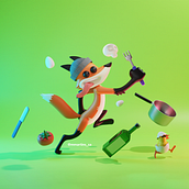 Hungry Fox - projeto do curso Criação de personagens 3D com Blender. Un progetto di 3D, Character design, Modellazione 3D, Character design 3D e Progettazione 3D di Michael Martins de Sousa - 16.09.2022