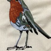 Mi proyecto del curso: Pintar con hilo: técnicas de ilustración textil. Petirrojo . Un projet de Illustration traditionnelle, Broderie , et Design textile de Belinda Herrera Reyna - 15.09.2022