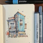 My project for course: Expressive Architectural Sketching with Colored Markers. Sketching, Drawing, Architectural Illustration, Sketchbook & Ink Illustration project by Ayesha Khatun - 09.17.2022