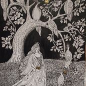 The Golden Apple and the Nine Peahens . % Nina Gotua tarafından hazırlanan Çizim, Sanatsal Çizim, Mürekkep İllüstras, Ve onu projesi - 09.18.2022