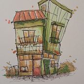 My project for course: Expressive Architectural Sketching with Colored Markers. Sketching, Drawing, Architectural Illustration, Sketchbook & Ink Illustration project by Iolanda Simoes - 09.18.2022