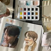 Meu projeto do curso: Caderno de retratos em aquarela. Painting, Watercolor Painting, Portrait Drawing, and Sketchbook project by Alejandra Victoria Santos de Souza - 09.18.2022