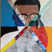 Malcom X - 10 Cut Painting Ein Projekt aus dem Bereich Malerei, Skizzenentwurf, Zeichnung und Porträtzeichnung von Aziz Raj - 19.09.2022