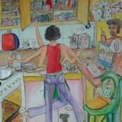 Happy Mother's day . Projekt z dziedziny Komiks, Trad, c, jna ilustracja, Malowanie akwarelą i Sketching użytkownika Lydia Veneri - 19.09.2022