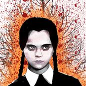Retrato ilustrado - Miercoles Addams. T, pograph, and Digital Illustration project by igna_mar_riv - 09.20.2022