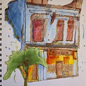 My project for course: Expressive Architectural Sketching with Colored Markers. Sketching, Drawing, Architectural Illustration, Sketchbook & Ink Illustration project by eghartranft - 09.21.2022