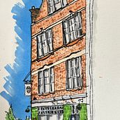 My project for course: Expressive Architectural Sketching with Colored Markers. Sketching, Drawing, Architectural Illustration, Sketchbook & Ink Illustration project by Mario Bejarano - 09.17.2022