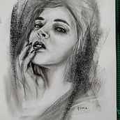 My project for course: Artistic Charcoal Portraiture: Creating Atmosphere. Traditional illustration, Fine Arts, Drawing, Portrait Drawing, Realistic Drawing, and Artistic Drawing project by Ingrid Fürhacker - 09.23.2022
