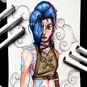 Jinx . Un proyecto de Ilustración tradicional, Cómic, Teoría del color, Manga, Animación y Diseño de juegos de Enrique Giovanni Juarez Moncayo - 22.09.2022