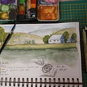 Mon projet du cours : Carnet de voyage à l’aquarelle. Ilustração tradicional, Pintura em aquarela, Ilustração arquitetônica, e Sketchbook projeto de patricia LACANNE - 24.09.2022