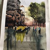 Meu projeto do curso: Paisagens urbanas em aquarela. Fine Arts, Watercolor Painting, and Architectural Illustration project by Flavia Helena Nunes Silva - 09.25.2022