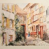Mein Abschlussprojekt für den Kurs: Architektonische Zeichnung mit Aquarell und Tinte Ein Projekt aus dem Bereich Skizzenentwurf, Zeichnung, Aquarellmalerei, Architektonische Illustration und Illustration mit Tinte von Thomas Marti - 25.09.2022