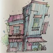 My project for course: Expressive Architectural Sketching with Colored Markers. Un progetto di Bozzetti, Disegno, Illustrazione architettonica, Sketchbook e Illustrazione con inchiostro di nik_weiss - 17.09.2022