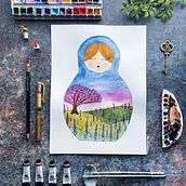 Matrioska de Primavera Ein Projekt aus dem Bereich Aquarellmalerei von Mayo Moreno - 26.09.2022