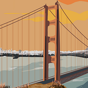 Golden Gate Bridge. Projekt z dziedziny Trad, c, jna ilustracja, Craft, Ilustracja c i frowa użytkownika emus_colorworks - 26.09.2022