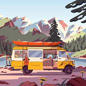 CLIMBING VAN. Traditional illustration, Editorial Illustration, and Editorial Design project by fagostudio - 09.01.2021