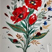 Mon jardin fleuri en suivant la vidéo de Jenny des coquelicots. Traditional illustration, Fine Arts, Painting, Watercolor Painting, Botanical Illustration, and Naturalistic Illustration project by agnes_gendron - 09.26.2022