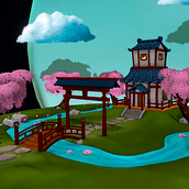 Japanese environment (Low poly). Un proyecto de 3D y Modelado 3D de Irene Vicente - 26.09.2022