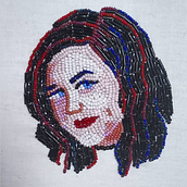 My project for course: Beaded Embroidery Portraits. Accessor, Design, Embroider, Decoration, and Textile Design project by Megan Neko - 09.27.2022