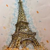 Eiffel tower. Traditional illustration, Architecture, Fine Arts, Painting, Sketching, Artistic Drawing, and Sketchbook project by mariana_levischi - 09.27.2022