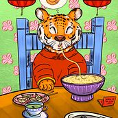 Lunar New Year, The year of the Tiger.. Traditional illustration project by Kate Komarnicki - 09.27.2022
