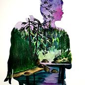 My project for course: Double Exposure Watercolor: Painting Nature. Een project van Traditionele illustratie, Aquarelschilderen, Realistische tekening y Naturalistische illustratie van svenja199 - 28.09.2022