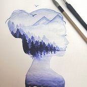 Mein Abschlussprojekt für den Kurs: Naturinspirierte Aquarellmalerei mit Double Exposure. Traditional illustration, Watercolor Painting, Realistic Drawing, and Naturalistic Illustration project by Juliane Semlow - 09.28.2022