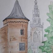 Urban sketch Alkmaar. Un proyecto de Arte urbano de Annemiek de Roo-Straatemans - 30.09.2022