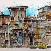 Mi proyecto del curso: Dibujo arquitectónico expresivo con marcadores de colores nº11. Un proyecto de Ilustración tradicional de Marcos Busta - 03.10.2022