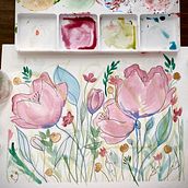 My project for course: Floral Arrangement Illustration in Watercolor. Un progetto di Illustrazione tradizionale, Belle arti, Pittura, Pittura ad acquerello, Illustrazione botanica e Illustrazione naturalistica di Natalia Voronóva - 04.10.2022