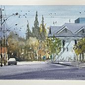 Meu projeto do curso: Criação de paisagem contemporânea em aquarela. Fine Arts, and Watercolor Painting project by Eduardo Busin Fernandes - 10.05.2022