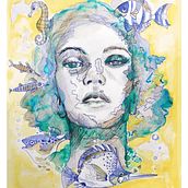 My project for course: Experimental Portraiture with Ink, Tea and Alcohol. Een project van  Beeldende kunst, Schilderij,  Tekening y  Illustratie met inkt van koutna.marianna - 05.10.2022