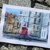 Mój projekt z kursu: Pejzaże miejskie w akwareli. Fine Arts, Watercolor Painting, and Architectural Illustration project by darhena - 10.06.2022