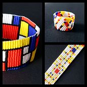 Beading - inspired by the painting of Piet Mondrian. Projekt z dziedziny Projektowanie dodatków, Craft, Projektowanie biżuterii i  Tkactwo użytkownika Olivia Granatowski - 23.09.2022