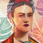 Frida khalo. Traditional illustration, Vector Illustration, Digital Illustration, and Portrait Drawing project by Diego Chaparro - 10.07.2022