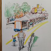 Mi proyecto del curso: Sketching urbano: dibuja tu ciudad en movimiento. Traditional illustration, Sketching, Drawing, Watercolor Painting, Architectural Illustration, and Sketchbook project by Carme García - 10.08.2022