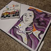 Il mio progetto del corso: Illustrazione con tecniche manuali di tratteggio e dripping. Un proyecto de Diseño de personajes, Bellas Artes, Pintura, Pintura a la acuarela, Dibujo de Retrato y Dibujo artístico de Eleonora Pucci - 08.10.2022
